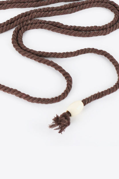 Dark Olive Green Wood Ring Rope Belt
