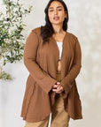 Light Gray Culture Code Full Size Open Front Long Sleeve Cardigan Sentient Beauty Fashions Apparel & Accessories