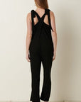 Mittoshop Rib Knit V-Neck Cross Back Jumpsuit