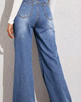 Slate Gray High Waist Wide Leg Jeans Sentient Beauty Fashions Apparel & Accessories