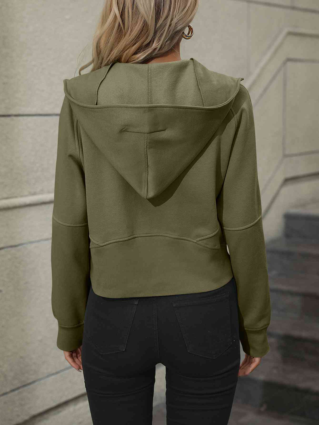 Dim Gray Zip-Up Raglan Sleeve Hoodie with Pocket Sentient Beauty Fashions Apparel &amp; Accessories