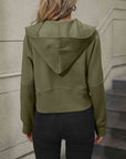 Dim Gray Zip-Up Raglan Sleeve Hoodie with Pocket Sentient Beauty Fashions Apparel & Accessories
