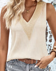 Light Gray Textured V-Neck Tank Top Sentient Beauty Fashions Apparel & Accessories