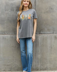 Light Slate Gray Simply Love Flower Graphic Round Neck Cotton Tee Sentient Beauty Fashions Apparel & Accessories