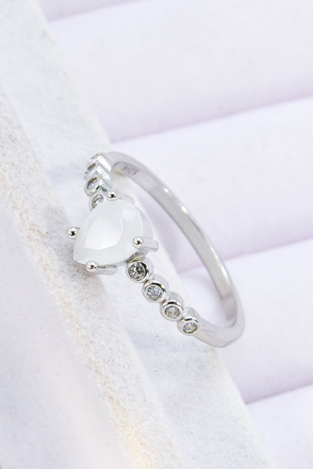 Lavender Teardrop Natural Moonstone Ring Sentient Beauty Fashions jewelry