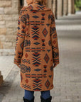 Rosy Brown Geometric Pocketed Dropped Shoulder Coat Sentient Beauty Fashions Apparel & Accessories