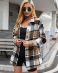 Rosy Brown Plaid Buttoned Collared Neck Shirt Sentient Beauty Fashions Apparel & Accessories