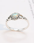 White Smoke 925 Sterling Silver Heart-Shape Opal Ring Sentient Beauty Fashions Rings