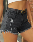 Sienna Raw Hem Distressed Denim Shorts