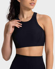 Black Wide Strap Cropped Sport Tank