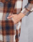 Gray Plaid Button Up Dropped Shoulder Coat with Pockets Sentient Beauty Fashions Apparel & Accessories