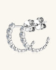 Inlaid Moissanite 925 Sterling Silver C-Hoop Earrings