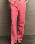 Dark Olive Green POL  Leap Of Faith Corduroy Straight Fit Pants in Neon Pink Sentient Beauty Fashions Apparel & Accessories