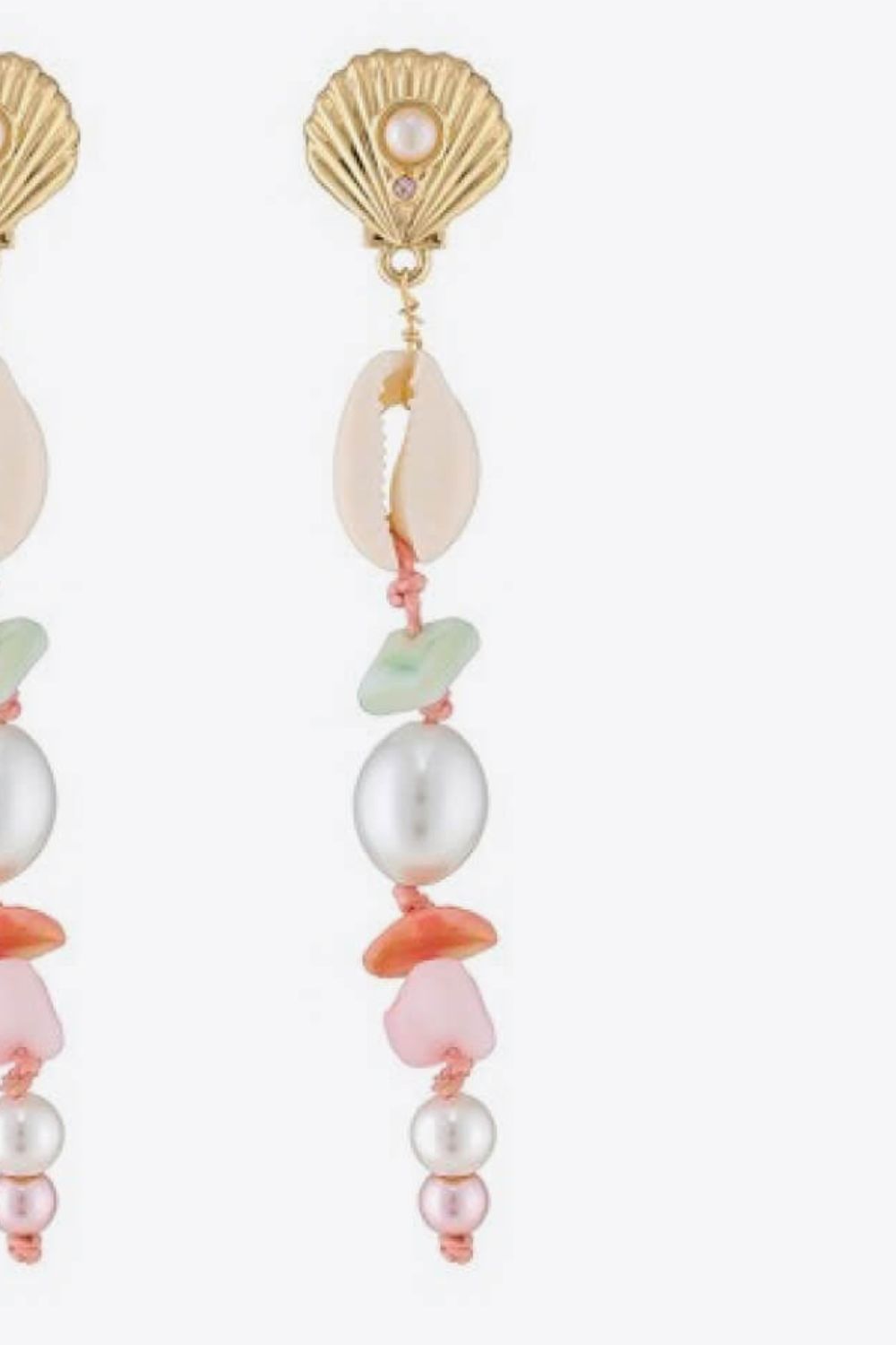 White Smoke Synthetic Pearl Shell Drop Earrings Sentient Beauty Fashions earrings