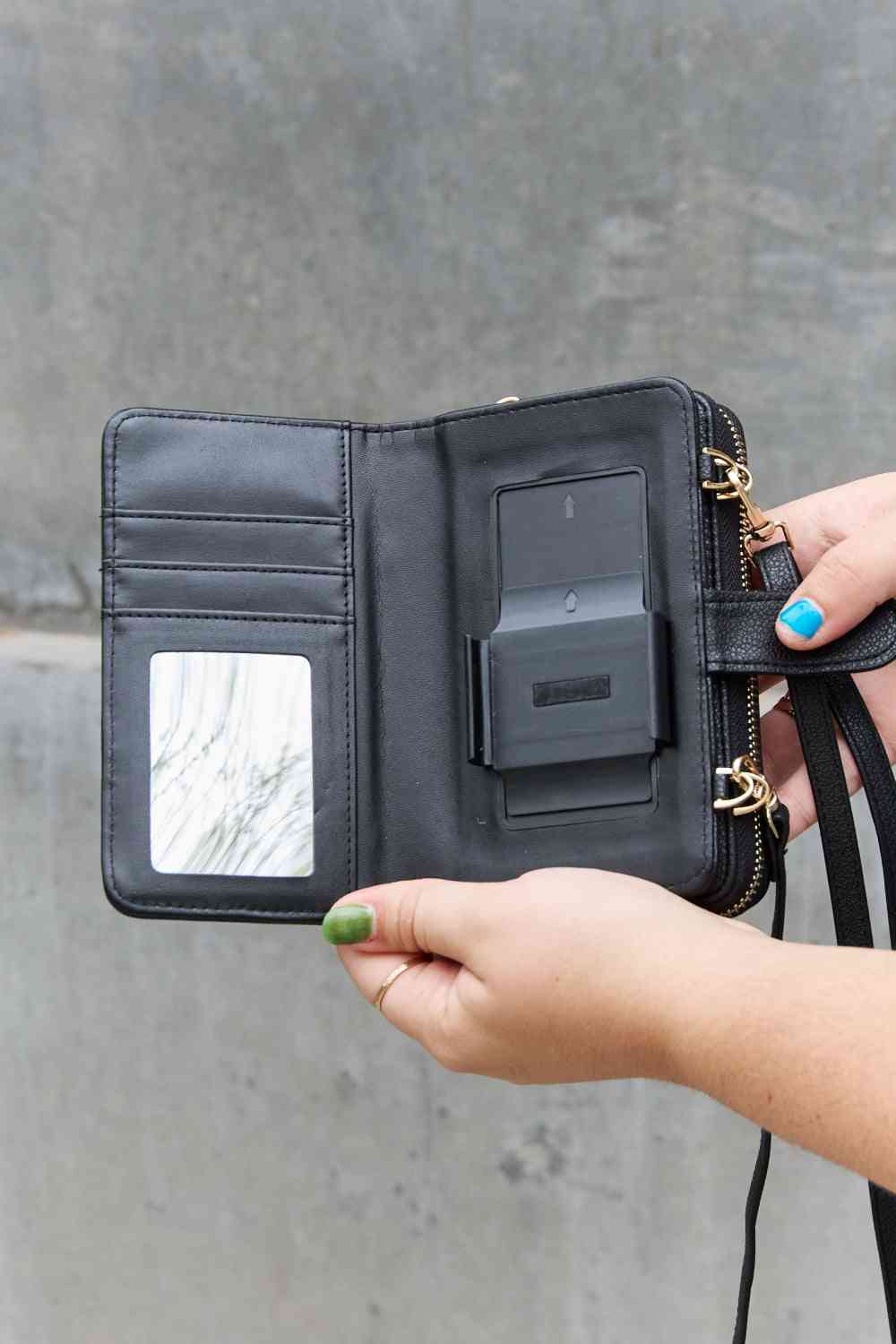 Light Slate Gray Nicole Lee USA Two-Piece Crossbody Phone Case Wallet Sentient Beauty Fashions Apparel &amp; Accessories