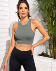 Light Gray Cropped Round Neck Sports Tank Top Sentient Beauty Fashions Apparel & Accessories