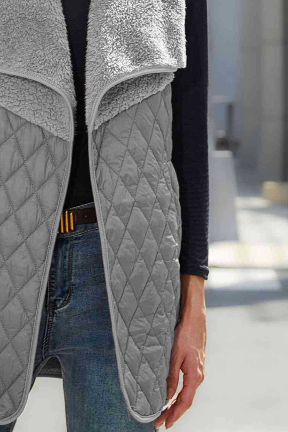 Slate Gray Open Front Collared Vest