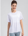 Light Gray Round Neck Short Sleeve Active Top