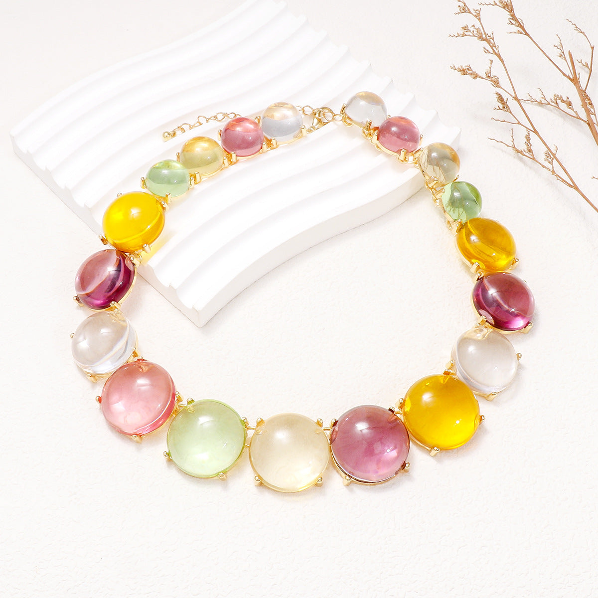 Seashell Alloy & Round Rhinestone Necklace Sentient Beauty Fashions jewelry
