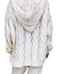 Light Gray Cable-Knit Hooded Sweater Sentient Beauty Fashions Apparel & Accessories