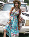 Gray Printed Scoop Neck Sleeveless Maxi Dress Sentient Beauty Fashions Apparel & Accessories