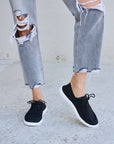 Gray Forever Link Flat Round Toe Lace-Up Sneakers Sentient Beauty Fashions Shoes