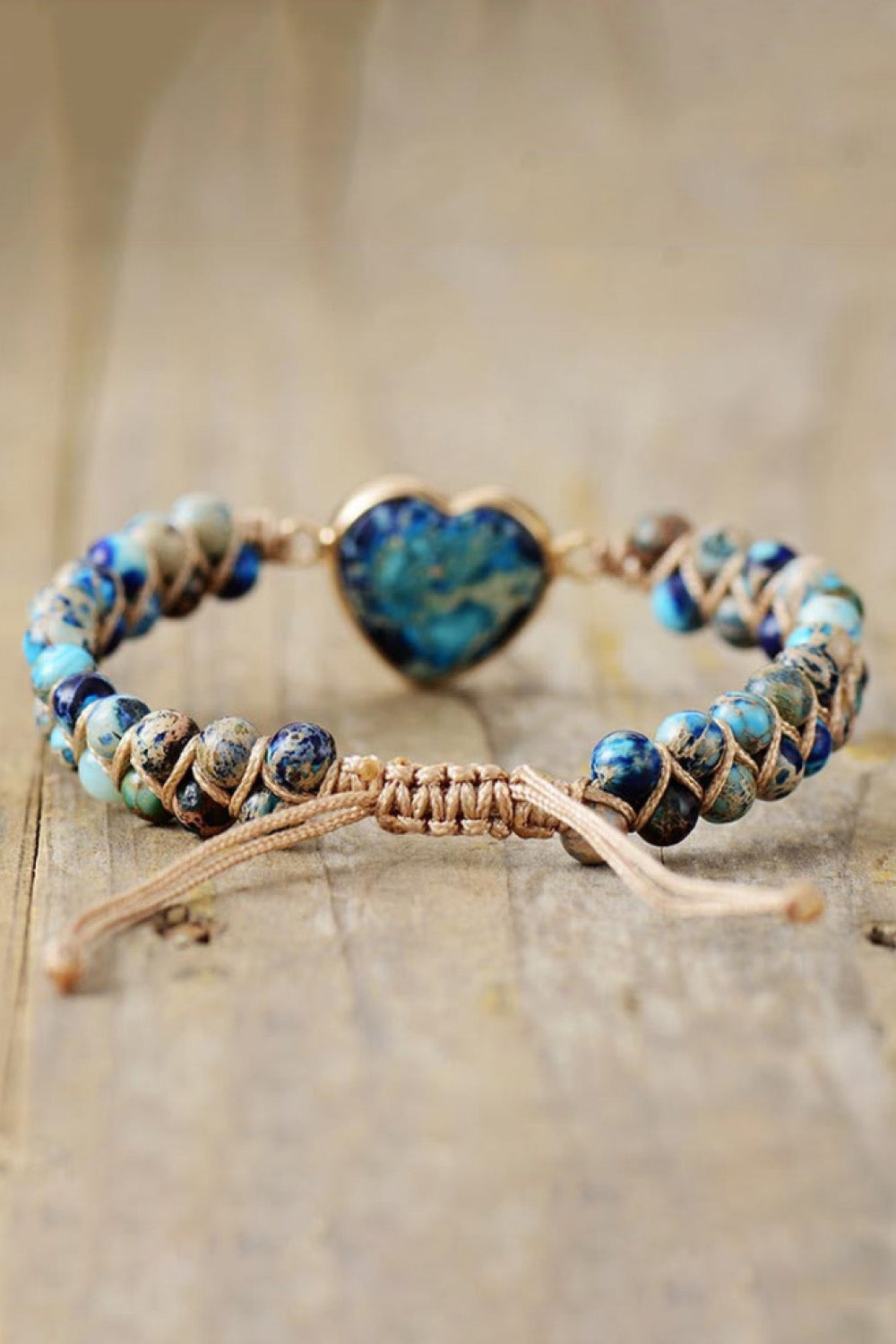 Tan Handmade Heart Shape Natural Stone Bracelet Sentient Beauty Fashions jewelry