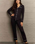 Rosy Brown Ninexis Buttoned Collared Neck Top and Pants Pajama Set