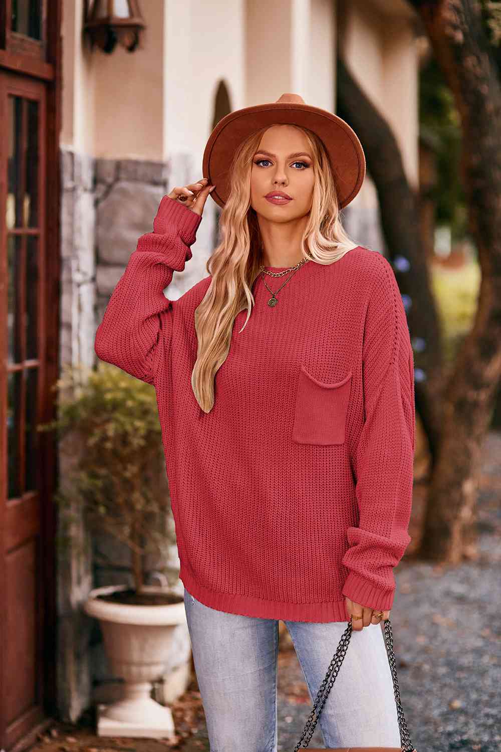 Sienna Round Neck Sweater with Pocket