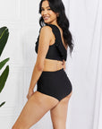 Light Gray Marina West Swim Seaside Romance Ruffle One-Shoulder Bikini in Black Sentient Beauty Fashions Swimwear
