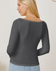 Dark Slate Gray Square Neck Long Sleeve T-Shirt Sentient Beauty Fashions Apparel & Accessories