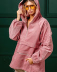 Rosy Brown BiBi Half Zip Long Sleeve Hoodie Sentient Beauty Fashions Apparel & Accessories