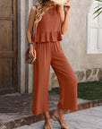 Sienna Ruffled Round Neck Tank and Pants Set Sentient Beauty Fashions Apparel & Accessories