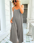 Light Gray Round Neck Pocketed Sleeveless Jumpsuit Sentient Beauty Fashions Apparel & Accessories