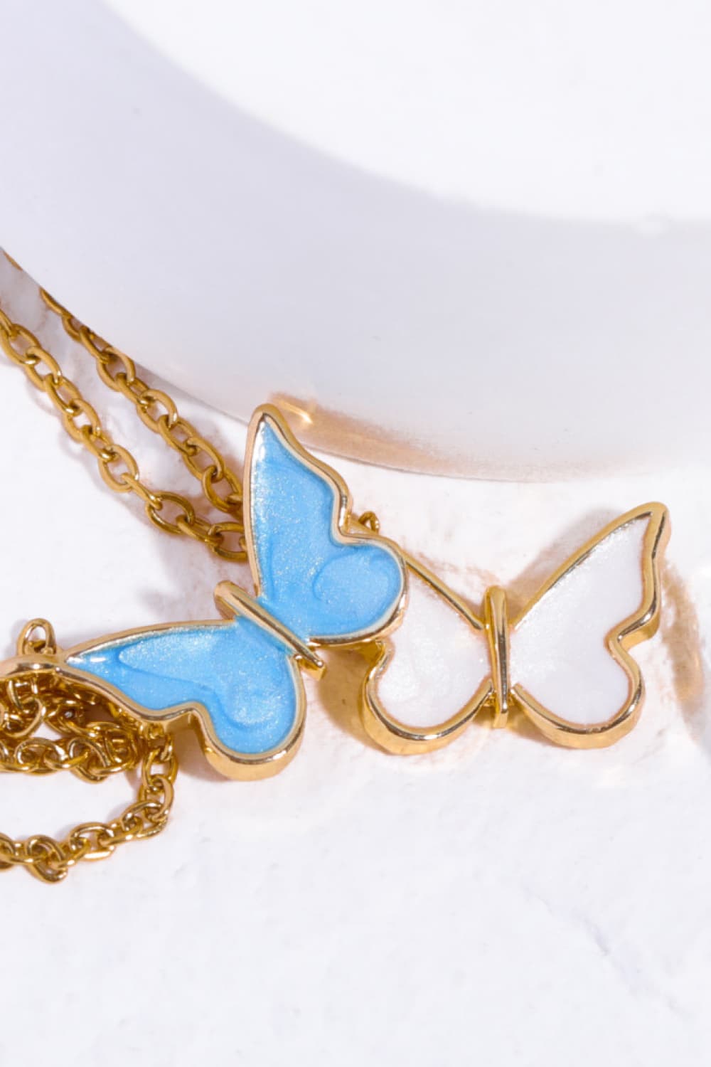 Lavender Butterfly Pendant Copper 14K Gold-Plated Necklace Sentient Beauty Fashions jewelry