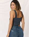 Dark Slate Gray Zenana Washed Ribbed Wide Strap Cropped Cami Sentient Beauty Fashions Apparel & Accessories