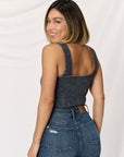 Dark Slate Gray Zenana Washed Ribbed Wide Strap Cropped Cami