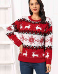 Dark Slate Gray Reindeer Round Neck Sweater