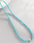 Light Gray Turquoise & Pearl Necklace Sentient Beauty Fashions jewelry