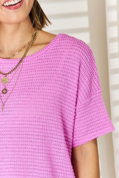 Plum Zenana Full Size Round Neck Short Sleeve T-Shirt Sentient Beauty Fashions Apparel &amp; Accessories