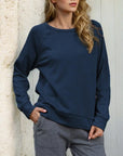 Gray Round Neck Long Sleeve Sweatshirt