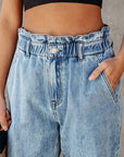 Light Slate Gray Paperbag Waist Cropped Jeans Sentient Beauty Fashions Apparel & Accessories