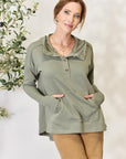 Light Gray Culture Code Full Size Half Button Hoodie Sentient Beauty Fashions Apparel & Accessories