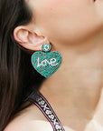 Tan LOVE Beaded Heart Earrings Sentient Beauty Fashions Jewelry
