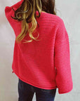 Gray Openwork Boat Neck Long Sleeve Sweater