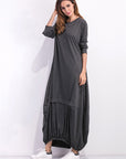 Dark Slate Gray Full Size Round Neck Long Sleeve Sweatshirt Dress Sentient Beauty Fashions Dresses
