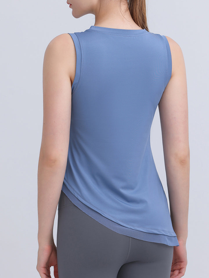 Gray Round Neck Sleeveless Sports Tank Top Sentient Beauty Fashions Apparel &amp; Accessories
