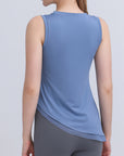 Gray Round Neck Sleeveless Sports Tank Top Sentient Beauty Fashions Apparel & Accessories