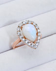 Light Gray Moonstone Teardrop-Shaped 925 Sterling Silver Ring Sentient Beauty Fashions jewelry
