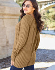 Rosy Brown Basic Bae Full Size Ribbed Round Neck Long Sleeve Knit Top Sentient Beauty Fashions Apparel & Accessories